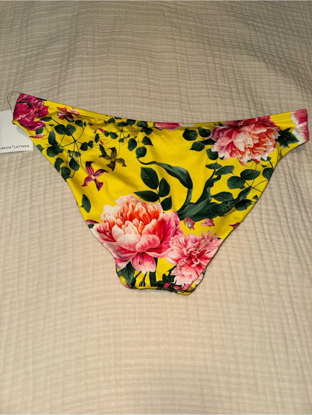 🌼 Gibson & Latimer Floral Bikini Bottoms – Yellow Tropical Swim - Picture 4 of 5
